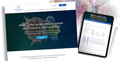 Split view of Immunotherapy Foundation's website in desktop and tablet